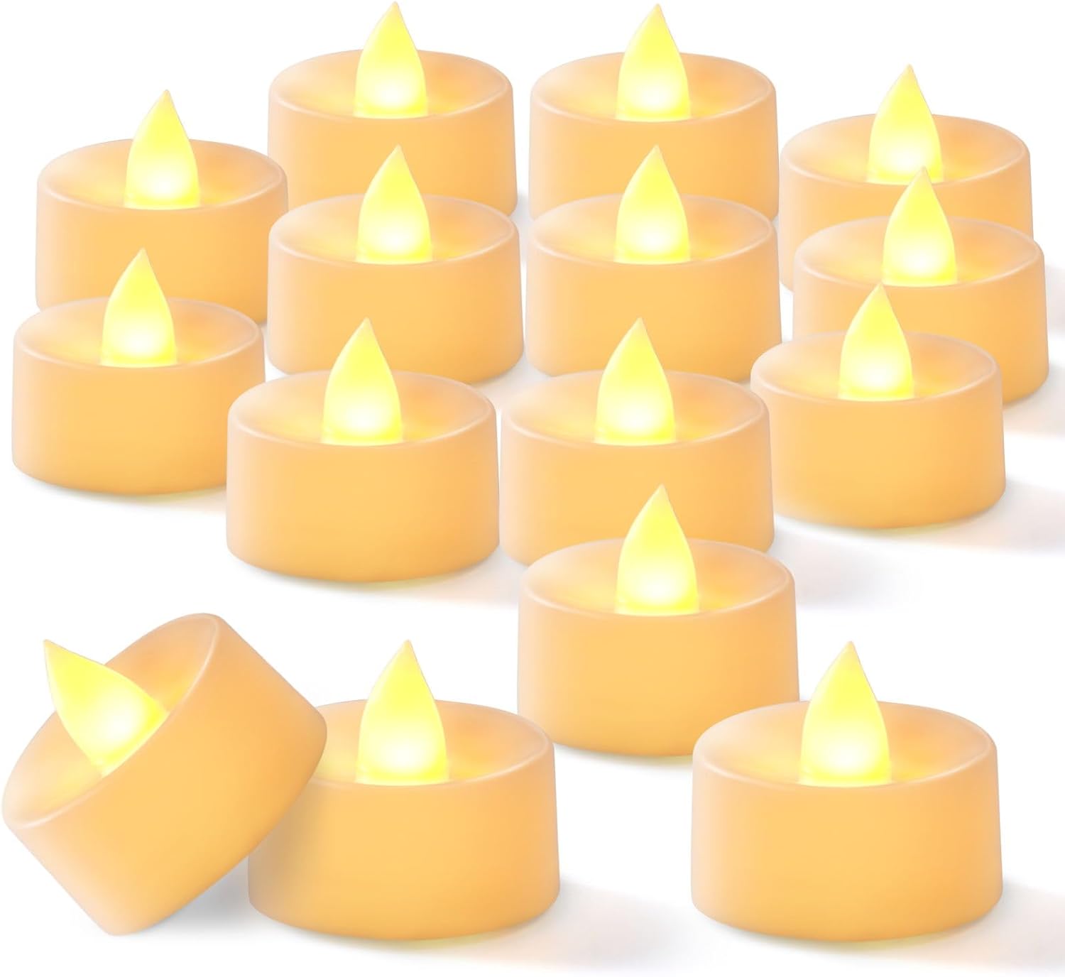 BEICHI Flameless Candles, 100Pack Battery Operated Candle, LED Tea Lights Candle Battery Operated, Flickering Fake Votives for Wedding Halloween Christmas Diwali- Warm Yellow Warm Yellow Light, White Base 100-Pack