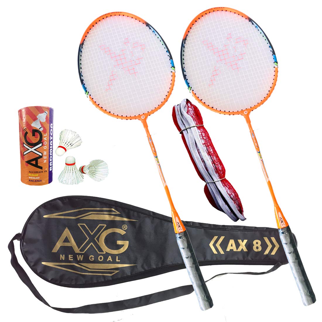 AXG Irrevocable Badminton Set of 2, 3 Feather Shuttles, Net & Cover (Orange) (B08WLVZD3R) Amazon Price History, Amazon Price Tracker