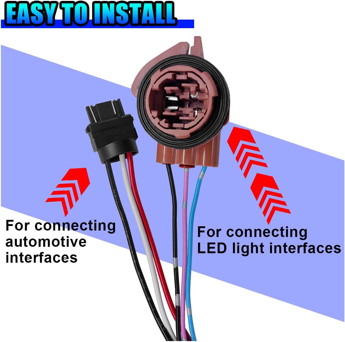 2PCS Car 3157 4157 LED Resistor Decoder, 50W 6Ohm Brake Light Load Resistors Fix Hyper Flash, Bi-Filament Fog Lights Harness Adapter for Switchback LED Turn Signal Light (Black)