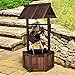 Giantex Wishing Well Water Fountain Outdoor, Rustic Wooden Waterfall Fountain with Electric Pump, Water Bucket, Freestanding Decorative Wishing Well Water Feature for Backyard Patio Garden Lawn