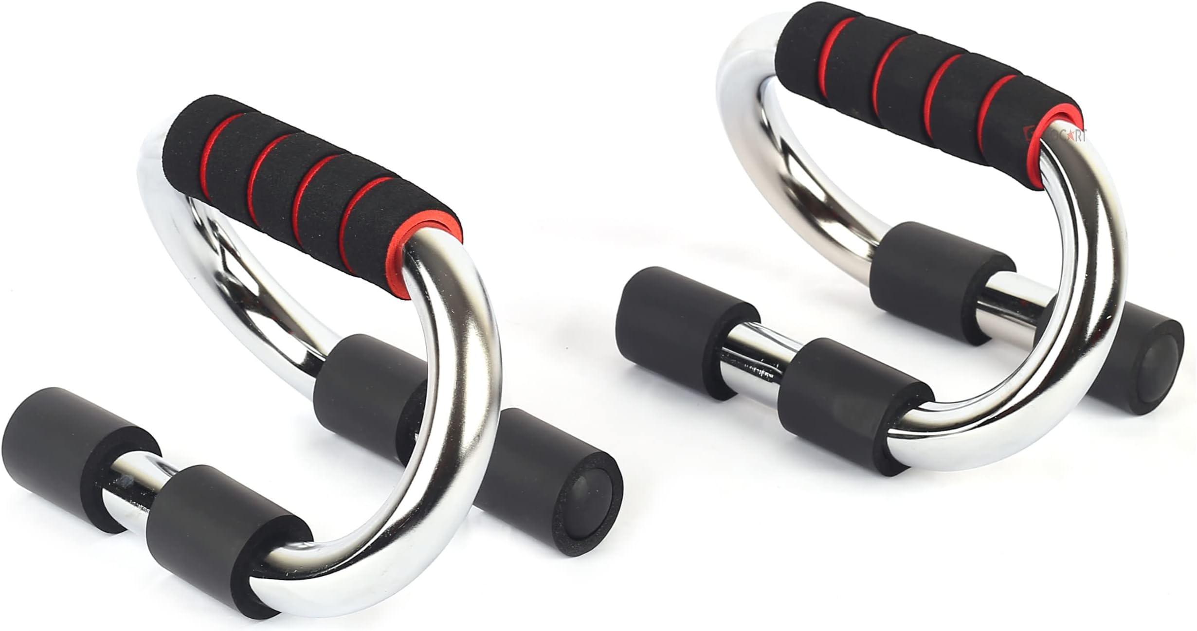 GOCART WITH G LOGO Push-up Bars - Strong Chrome Steel Pushup Stands with Comfortable Foam Grip and Non-Slip Bars - Safe, Sturdy and Less Wrist Strain