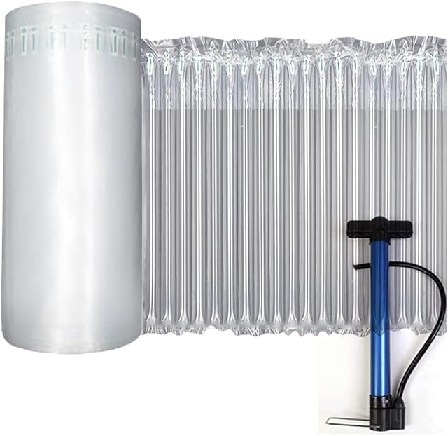 Bubble Wrap, 300mm x 45m Bubble Wrap Roll, Inflatable Air Column Bubble Wrap for Moving House, Packing, Shipping, Large Bubble Wrap Protector Breakable Shipping Supplies essentials with Free Pump