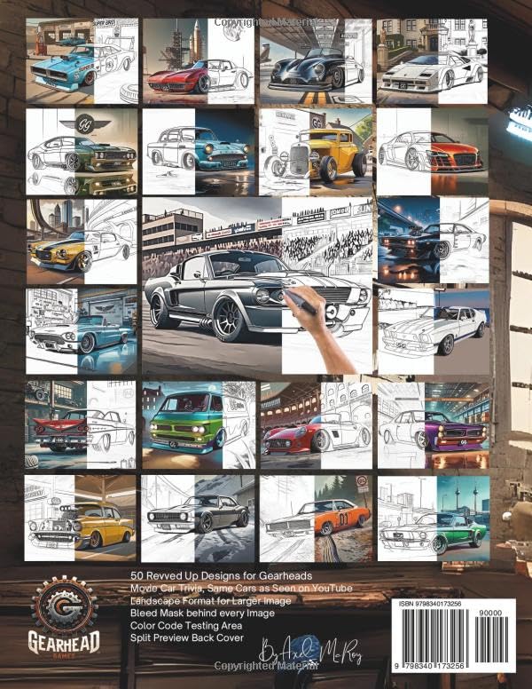 GearHead Games, Coloring The Famous Cars of Film: An Illustration Garage, 50 Full Throttle Designs image 3
