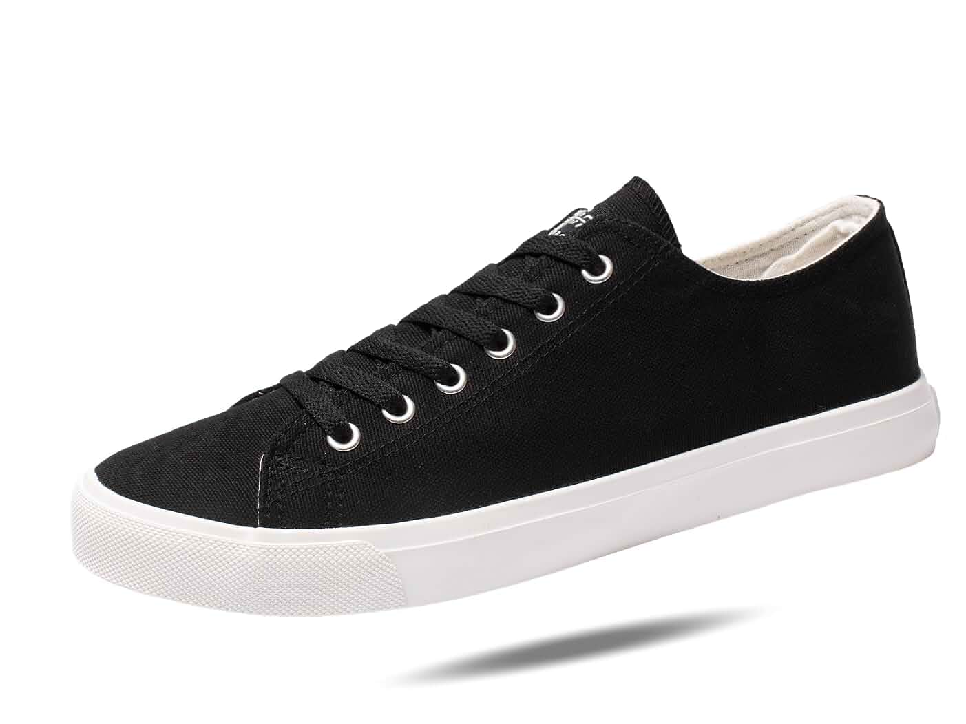 Men's Black Canvas Sneakers – Low Top Casual Shoes for Men & Women, Retro Tennis Skate Shoes with Gum Grip Sole, Lightweight Breathable Everyday Sneaker Size 10