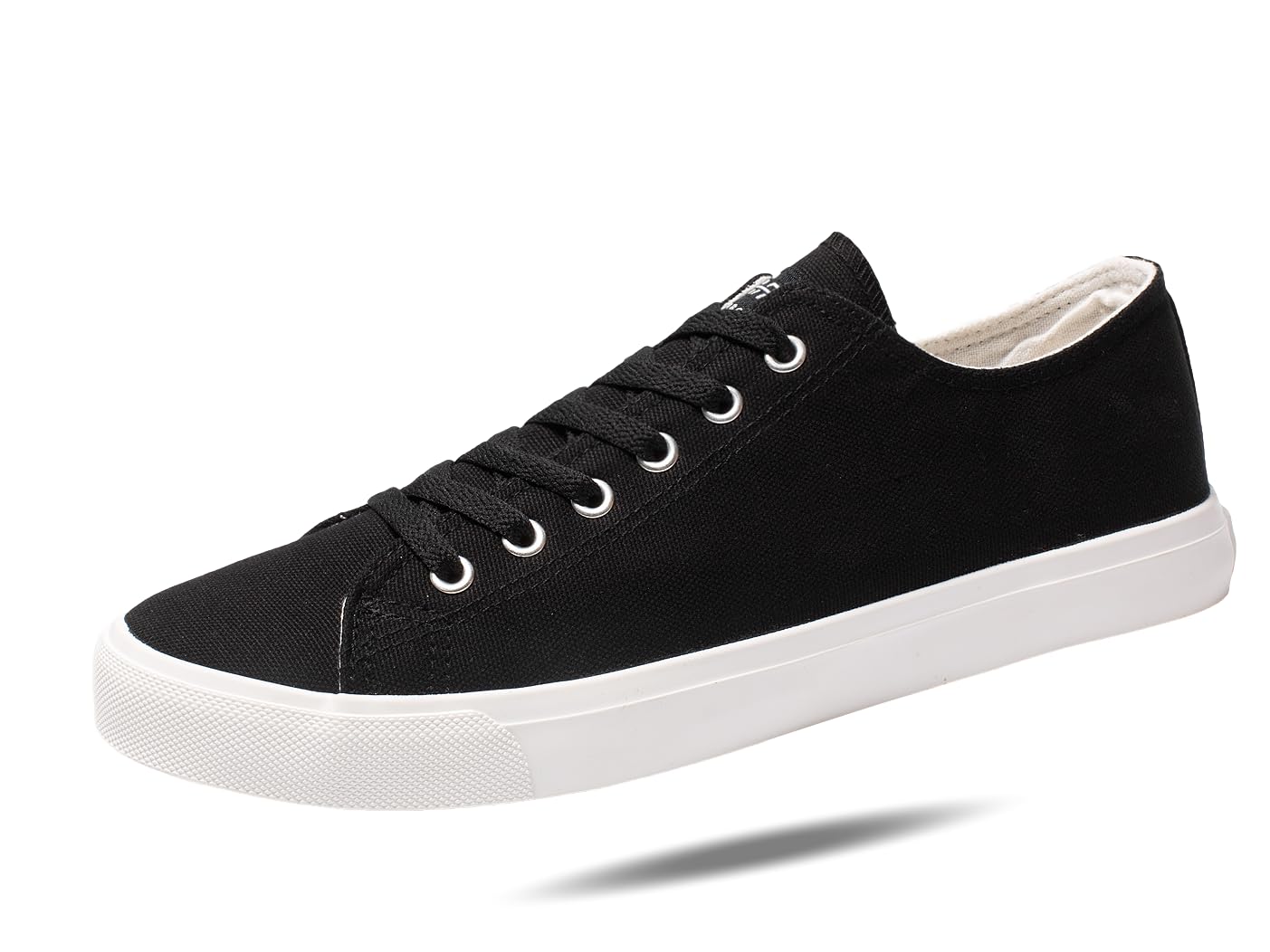 Mens Black Canvas Sneakers Low Top Casual Shoes for Men Women Retro Tennis Skate Shoes with Gum Grip