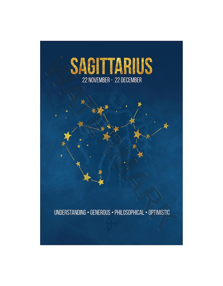 Wee Blue Coo Zodiac Star Sign Birthday Astrology Sagittarius Framed Wall Art Wall Art Print