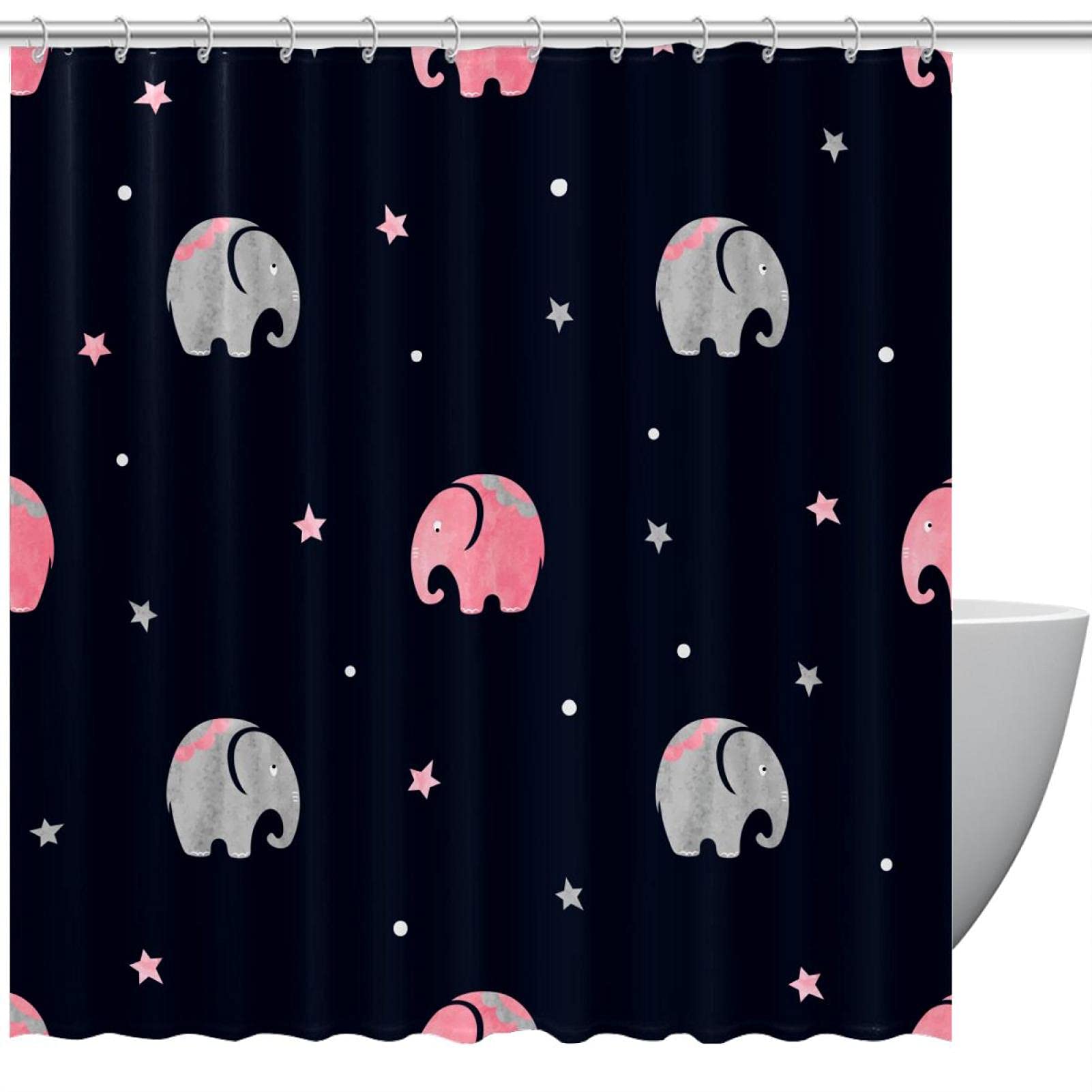 Rideau de douche sans odeur anti-moisissure 183 x 183 cm avec 12 anneaux