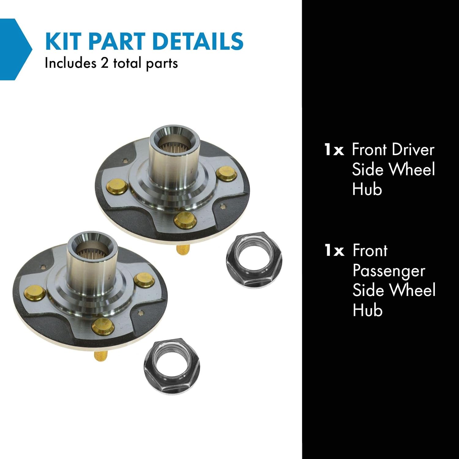 TRQ Front Wheel Hub Driver Left Side & Passenger Right Side Set of 2 for 01 Honda Civic 02-05 Honda Civic DX EX GX HX LX Hybrid Value Package 09-12 Honda FIT 13 FIT Base Model 13 FIT Sport