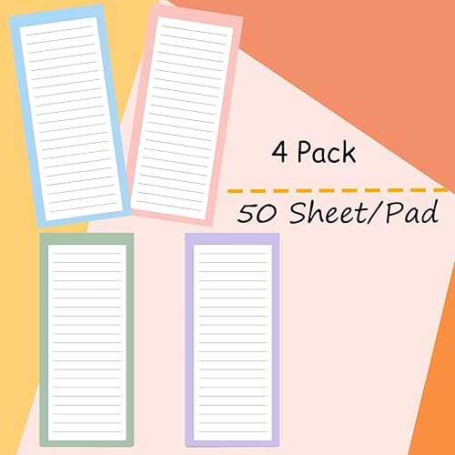 Miniatura 9 de Paquete de 4 blocs de notas magnéticos para refrigerador, lista de comestibles, almohadilla magnética grande para refrigerador, diseño trasero