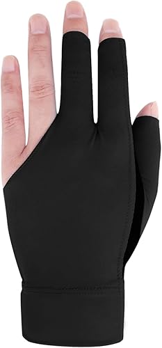 Miniatura 3 de MioCloth Guante de billar antideslizante para mano izquierda, carom, billar, taco, deporte, profesional, 3 dedos, regalo para hombres y mujeres
