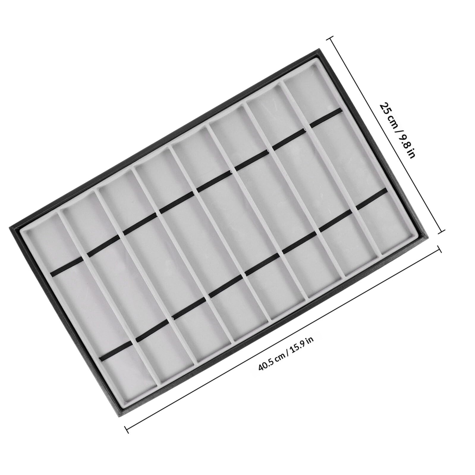 PACKOVE Bandeja para Guardar Relojes y Joyas 8 Compartimentos, Organizador de Almacenamiento en Piel Sintética Negra y Forro de Terciopelo Gris, Diseño Artesanal para Uso Doméstico y