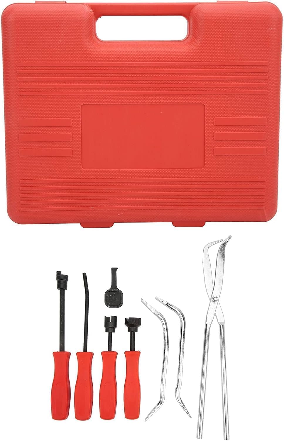 Kit di 8 utensili per l'estrazione dei freni a tamburo, universale, in acciaio 45, con rivestimento cromato ossidato e scatola portaoggetti