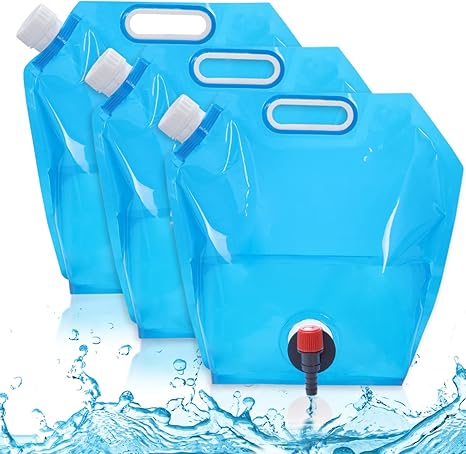 2 Stück Faltbare Wasserbehälter 5L & 10L - Flexibler Wassersack Mit Hahn Für Camping