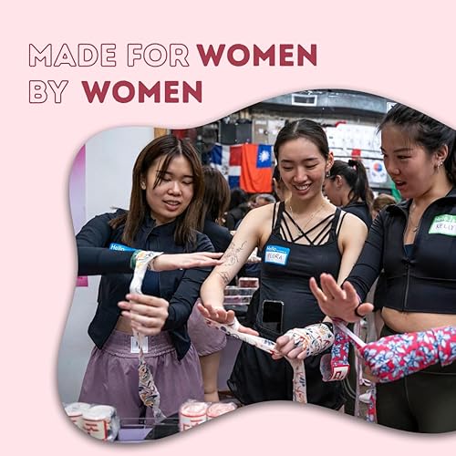 Miniatura 6 de KOSTUDIO Paquete de 3 vendas de mano de guante de boxeo para mujer  Envolturas de mano de color rosa, Midori y ondulación  Vendas de boxeo para