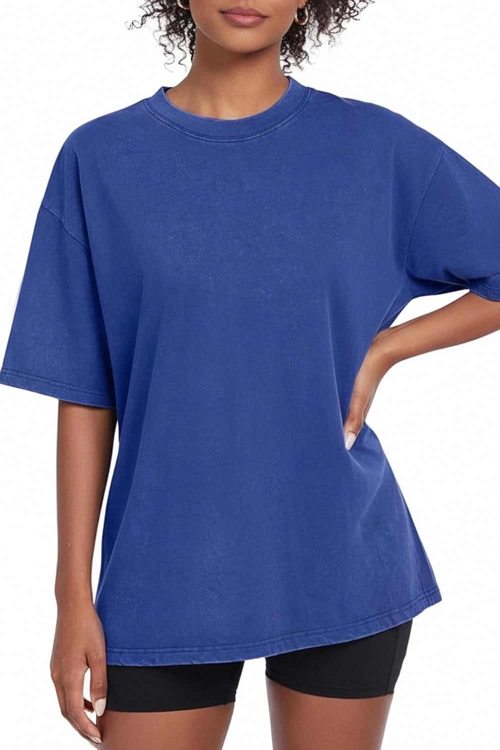 100% Cotton Washed Vintage Oversized T-Shirt for Women,Baggy Boyfriend Tee Workout Short Sleeve Tops - Image 3