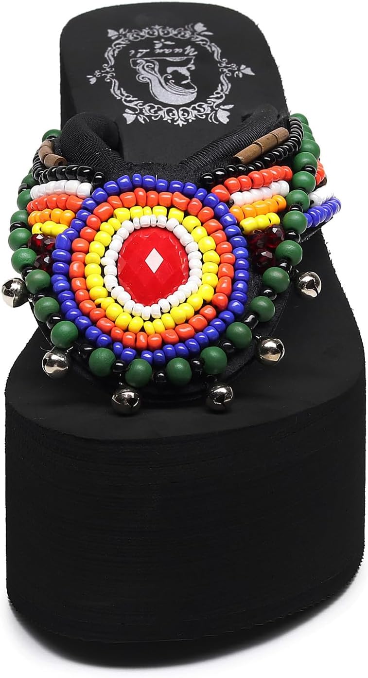 Womens Platform Wedge Flip Flops Chunky High Heel Sandals Beach Thong Heeled Sandal Slippers for Women - Image 2