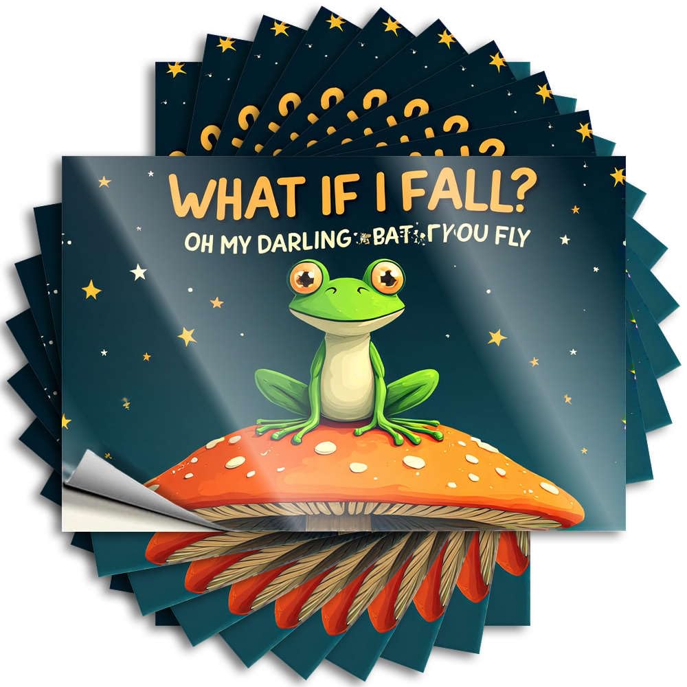 Fzfn Colour Decals Plush, Man Bumper A Frog Sits On A Mushroom Under A Starry Sky | Man Cave Decorations(8X12cm)