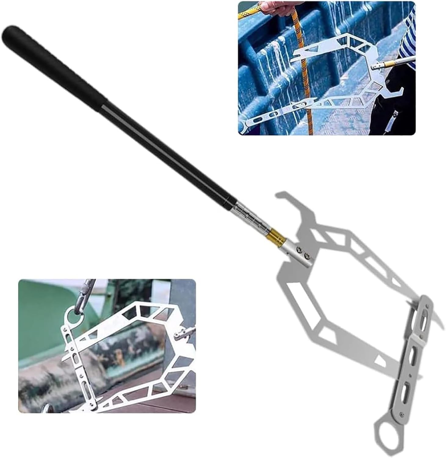 U Type Telescopic Boat Hook, Threader Multi-Function Alloy Telescopic Mooring Rope Threading Telescopic Boat Hook Pole(Style 1)