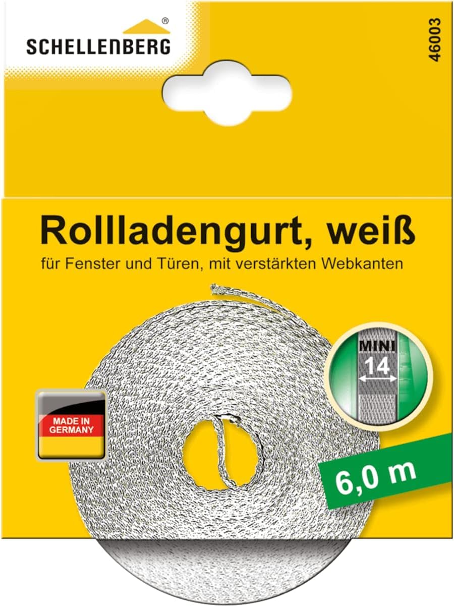 WIR elektronik, eWickler Comfort, eW920-m, elektrischer Gurtwickler, Display, für 15mm Gurtband + Schellenberg 46003 Rollladengurt 14 mm/6.0 m, weiß