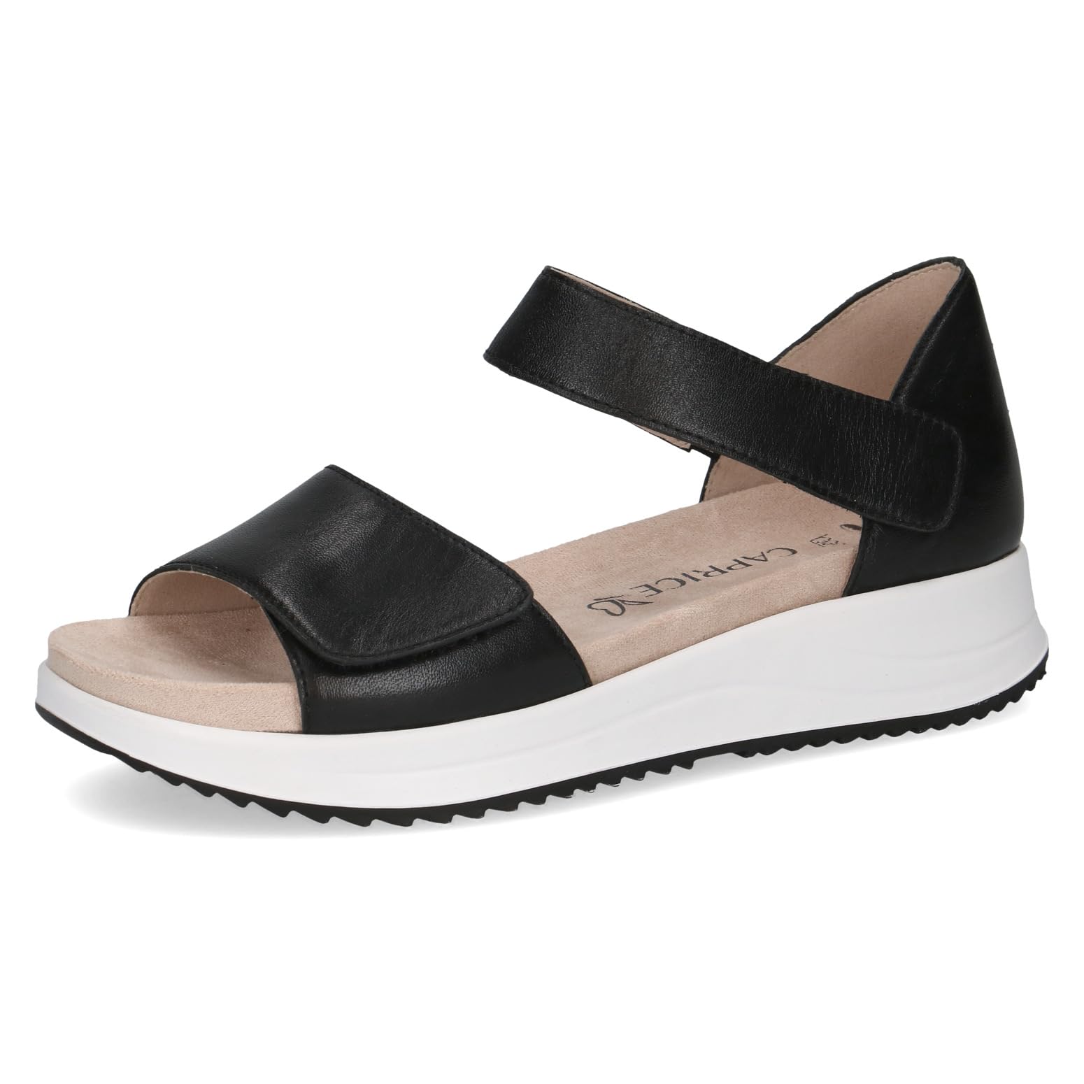 Caprice women's flat sandal in leather, Black (BLACK NAPPA), 5 UK
