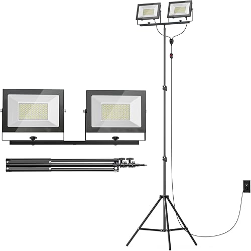 Miniatura 8 de Luz de trabajo LED recargable con soporte 2 juegos de 22000 lúmenes 200W LED trípode luz de trabajo - Ajustable y plegable IP65 impermeable al aire