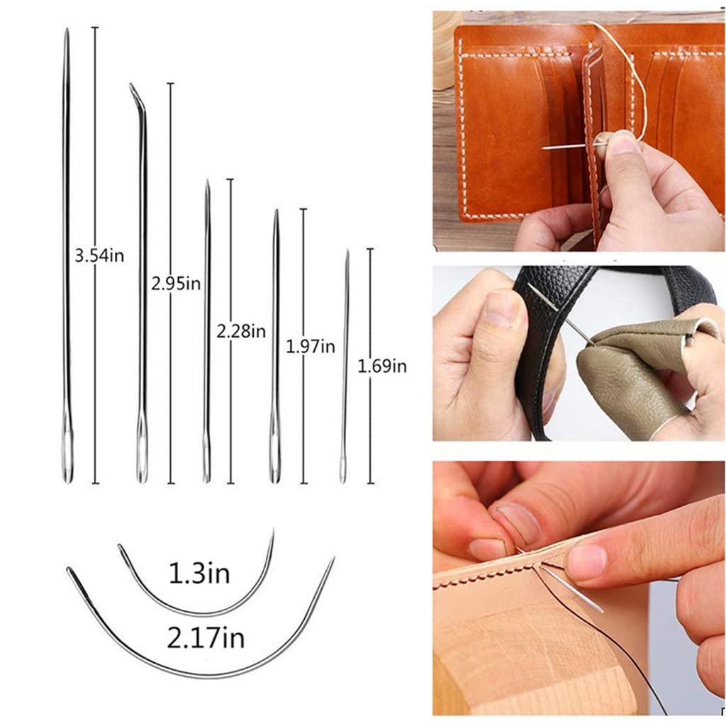 Starter-Set und Zubehör für Lederhandwerk: Lederfaden, Nähnadeln, Ahle, Schere, Lederhandwerkszubehör