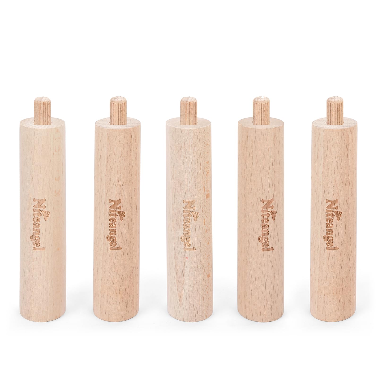 Niteangel Set of Beech Stilts for Elevating & Safely Setting Niteangel Multi-Chamber Series Maze House or Hamster Wheel Platform (Set of 5 Extended