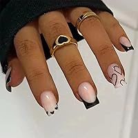 Vista 16 de Uñas postizas a presión de color rosa, uñas postizas cortas cuadradas medianas, uñas postizas con purpurina, diseño de tira de cobertura completa