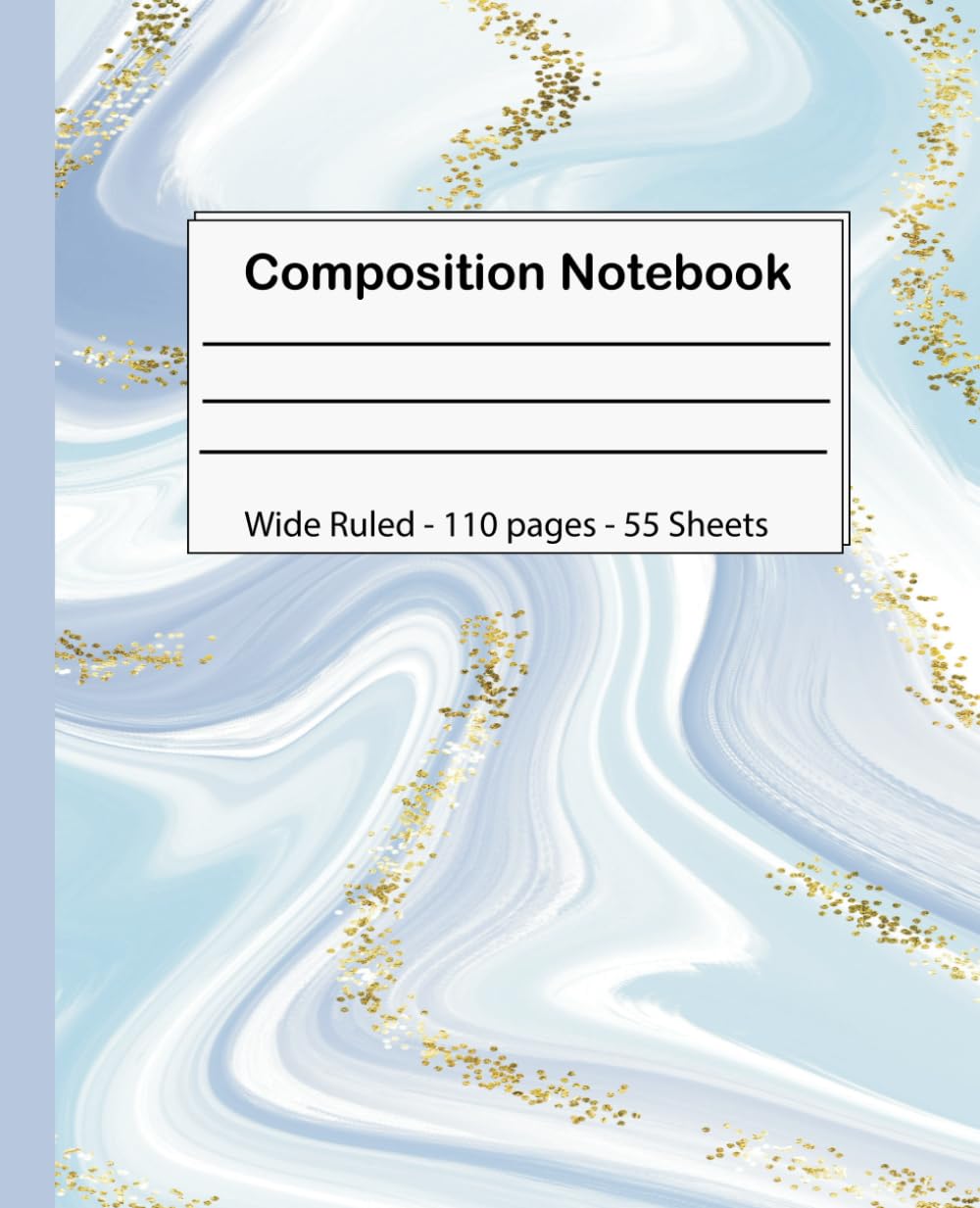 Composition Notebook: Pretty Gold Purple Turquoise Liquid Marble, Wide Ruled Paper Notebook Journal, Blank Wide Lined Workbook for Girls Boys Kids Teens Students , 7.5 x 9.25 inch