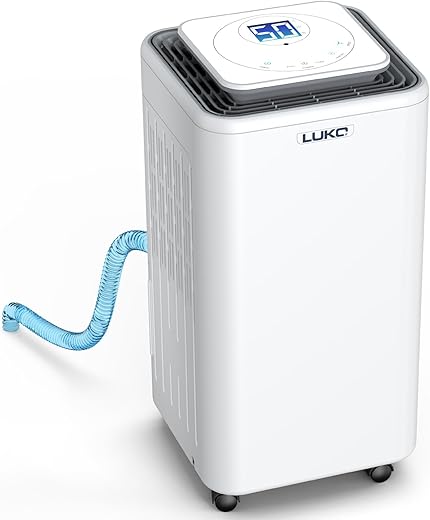 LUKO 2000 Sq. Ft Dehumidifiers for Large Room and Basements, 30 Pints Dehumidifier with Drain Hose, Auto or Manual Drainage, 0.528 Gallon Water Tank, Auto Defrost, Dry Clothes Function, 24H Timer