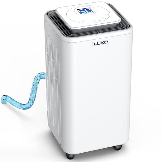 LUKO 2000 Sq. Ft Dehumidifiers for Large Room and Basements, 30 Pints Dehumidifier with Drain Hose, Auto or Manual Drainage, 0.528 Gallon Water Tank, Auto Defrost, Dry Clothes Function, 24H Timer (white)