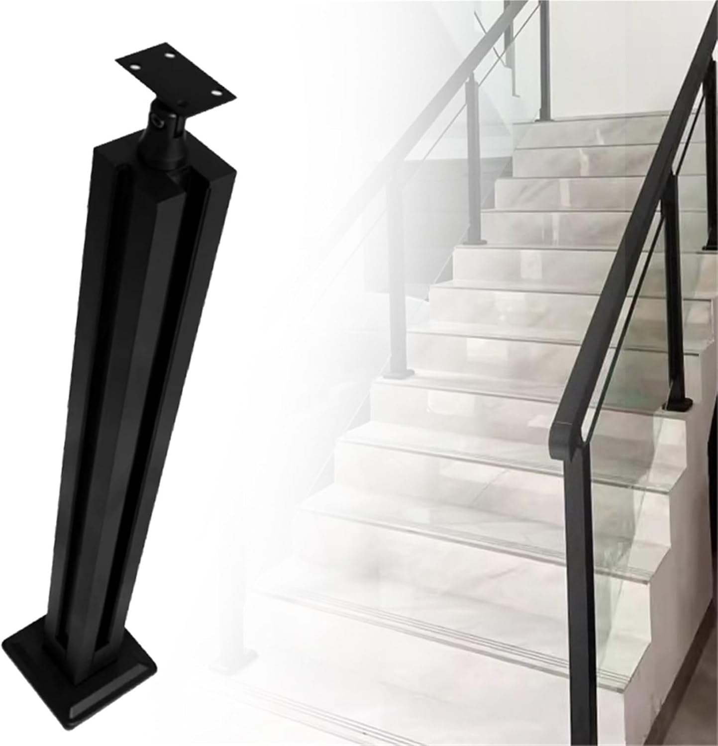 Adjustable Stainless Steel Railing Column Kit, 60cm Indoor Post with Slots & Base, Stair Parapet Spindles for Modern Home Safety and Style