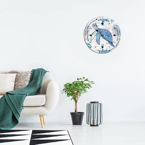 Miniatura 4 de ENEDNATE Ocean Life - Reloj de madera con diseño de marea de la costa este de la costa este, hora del océano, reloj de madera náutico con luna,
