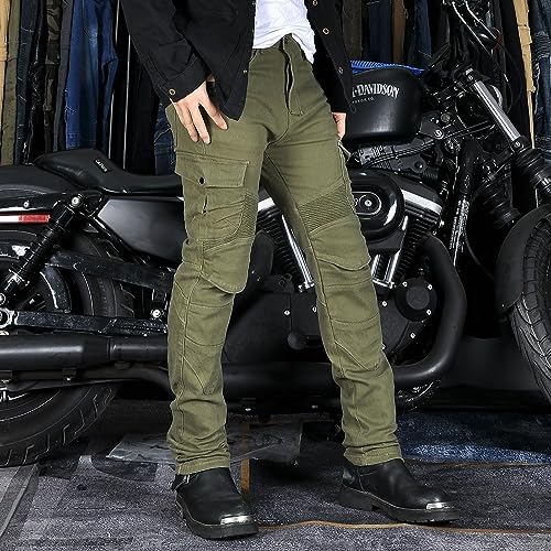 Men's Motorcycle Riding Pants Denim Jeans Protect Pads Equipment with Knee  and Hip Armor Pads \u200bDetachable CE Armor Pads, Army Green, XX-Large :  Amazon.sg: Fashion