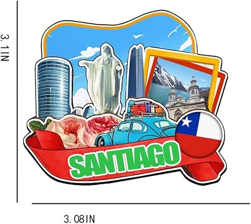 Miniatura 3 de Santiago - Imán de Chile para nevera de madera 3D, monumentos coleccionables de viaje, decoración hecha a mano, 4181