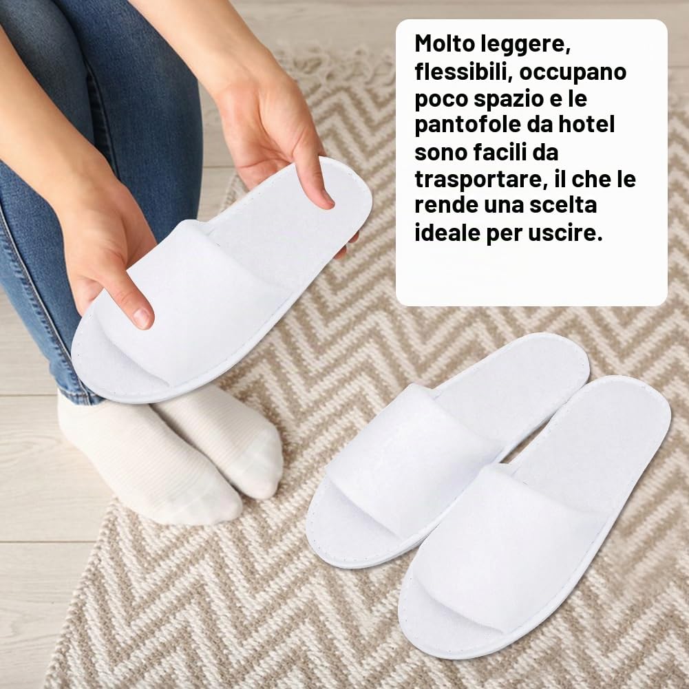 KARELLS Pantofole Antiscivolo Premium - 5 Paia Usa e Getta in Spugna, Ciabatte Ospiti in Lino di Cotone, Comode e Traspiranti Slippers