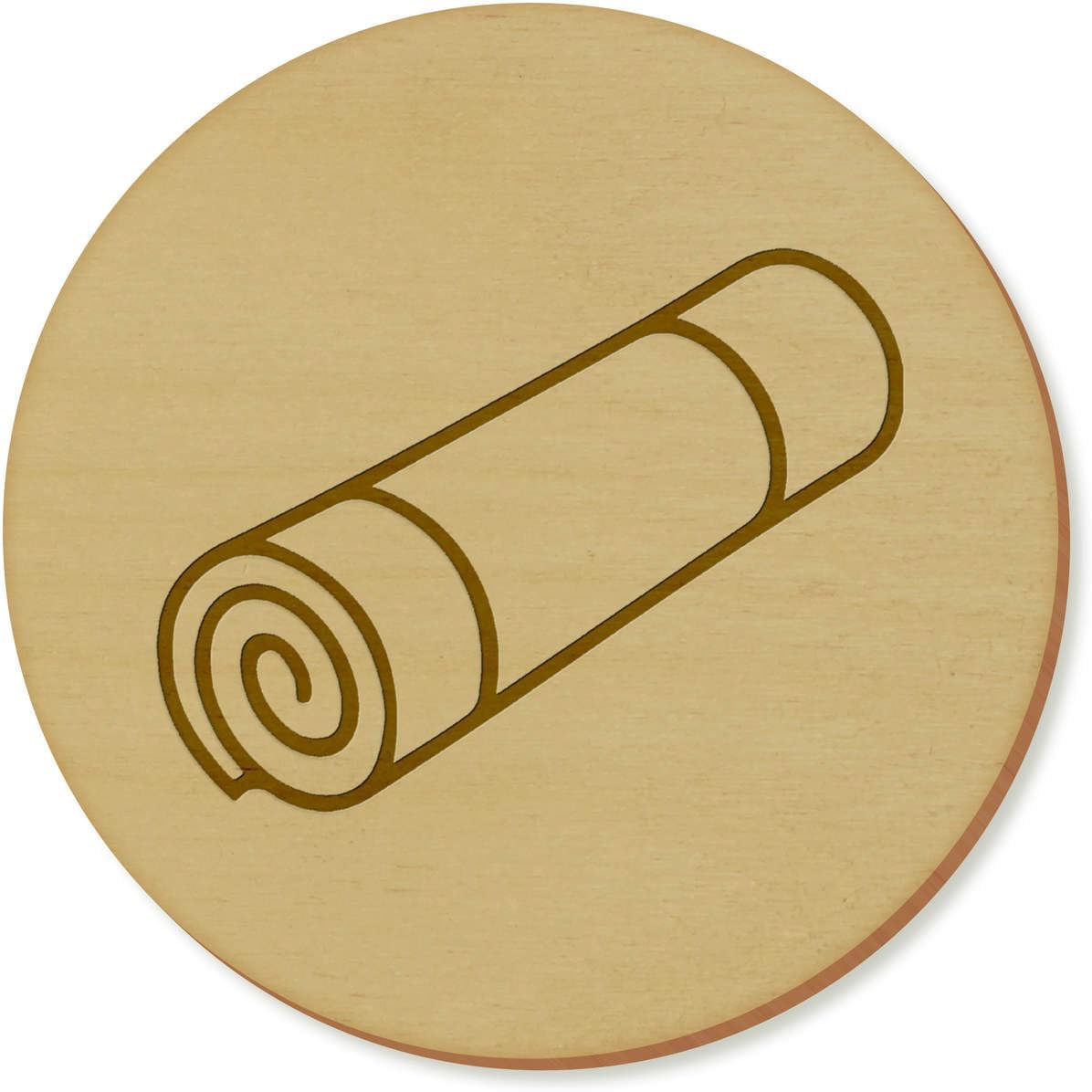 Azeeda 6 x ‘Rolled Yoga Mat’ 95mm Round Wooden Coasters (CR00227563)