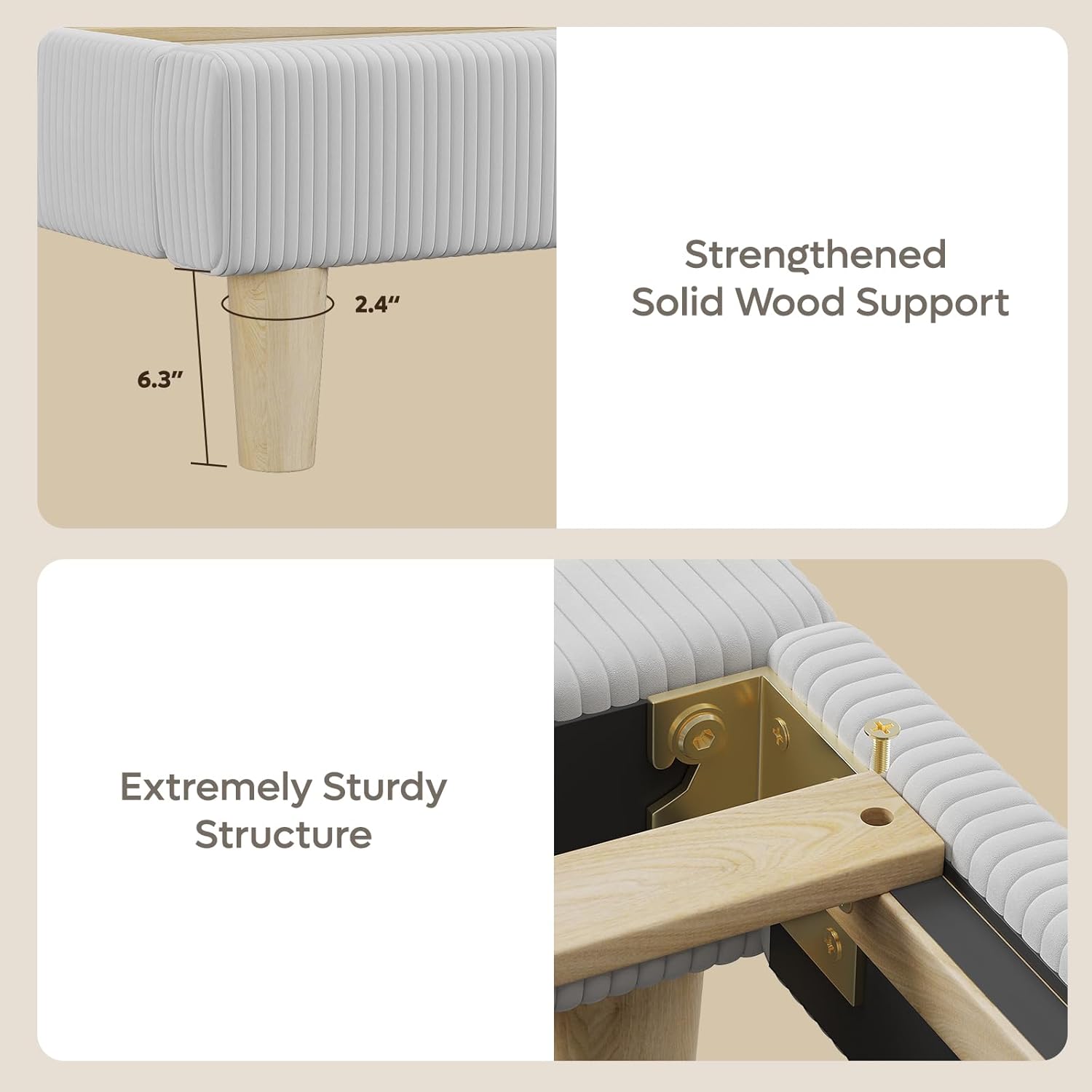 Strengthened Solid Wood Support Legs