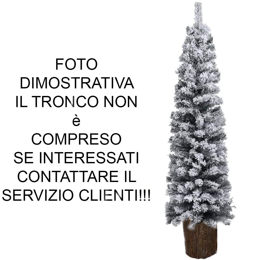 Albero di Natale innevato Slim Bianco Artificiale folto Alto e Stretto cm 180 Decorazioni addobbi Natalizi Ambiente casa ignifugo e Realistico
