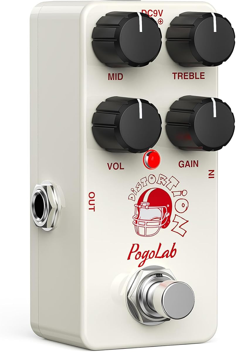 Distortion Guitar Pedal, Mini Analog Distortion Pedal, Two-Brand EQ, Mid and Treble, True Bypass DC 9V for Electric Guitar