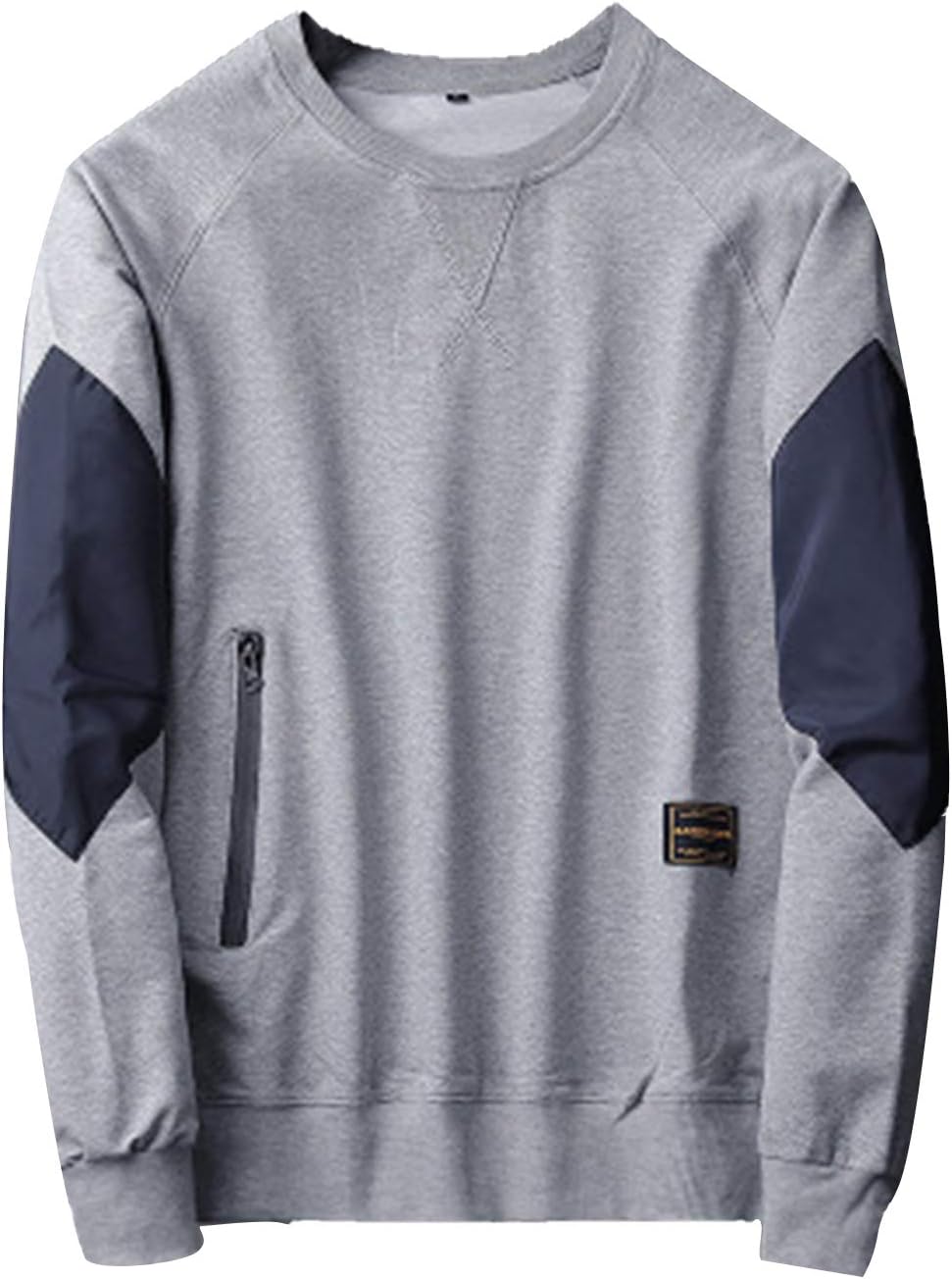Flygo Men's Casual Long Sleeve Crew Neck Color Block Shirts Tops Pullover Sweatshirts
