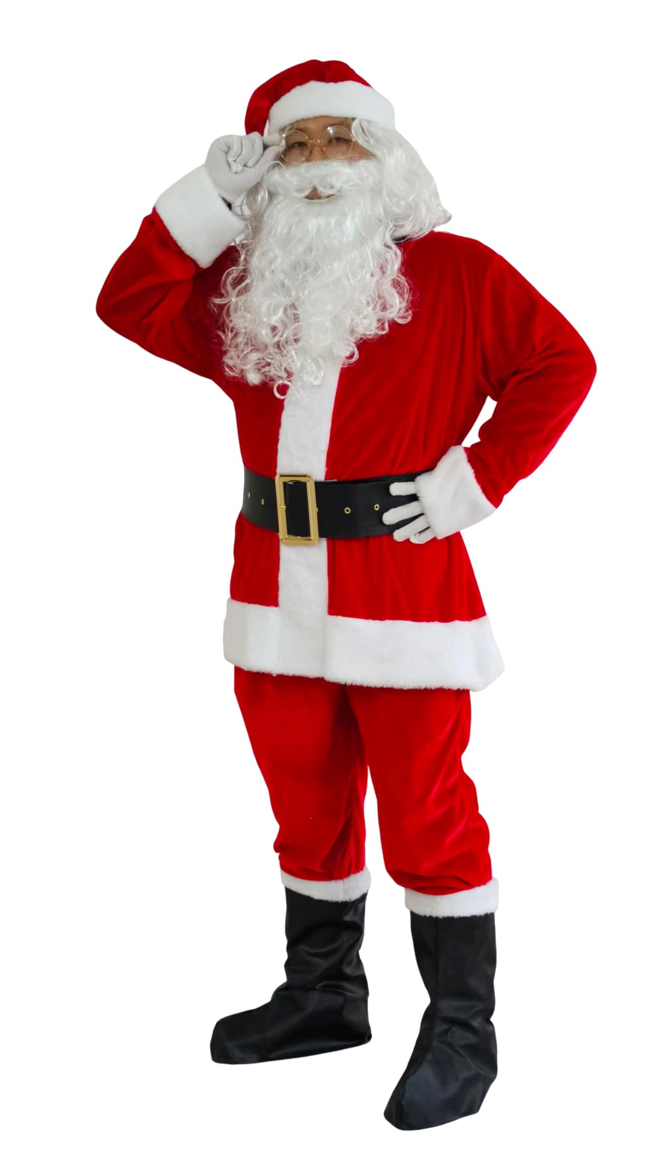Costume de Père Noël pour Hommes Complet de Déguisement de Père Noël Cospaly Adulte Hommes（L）