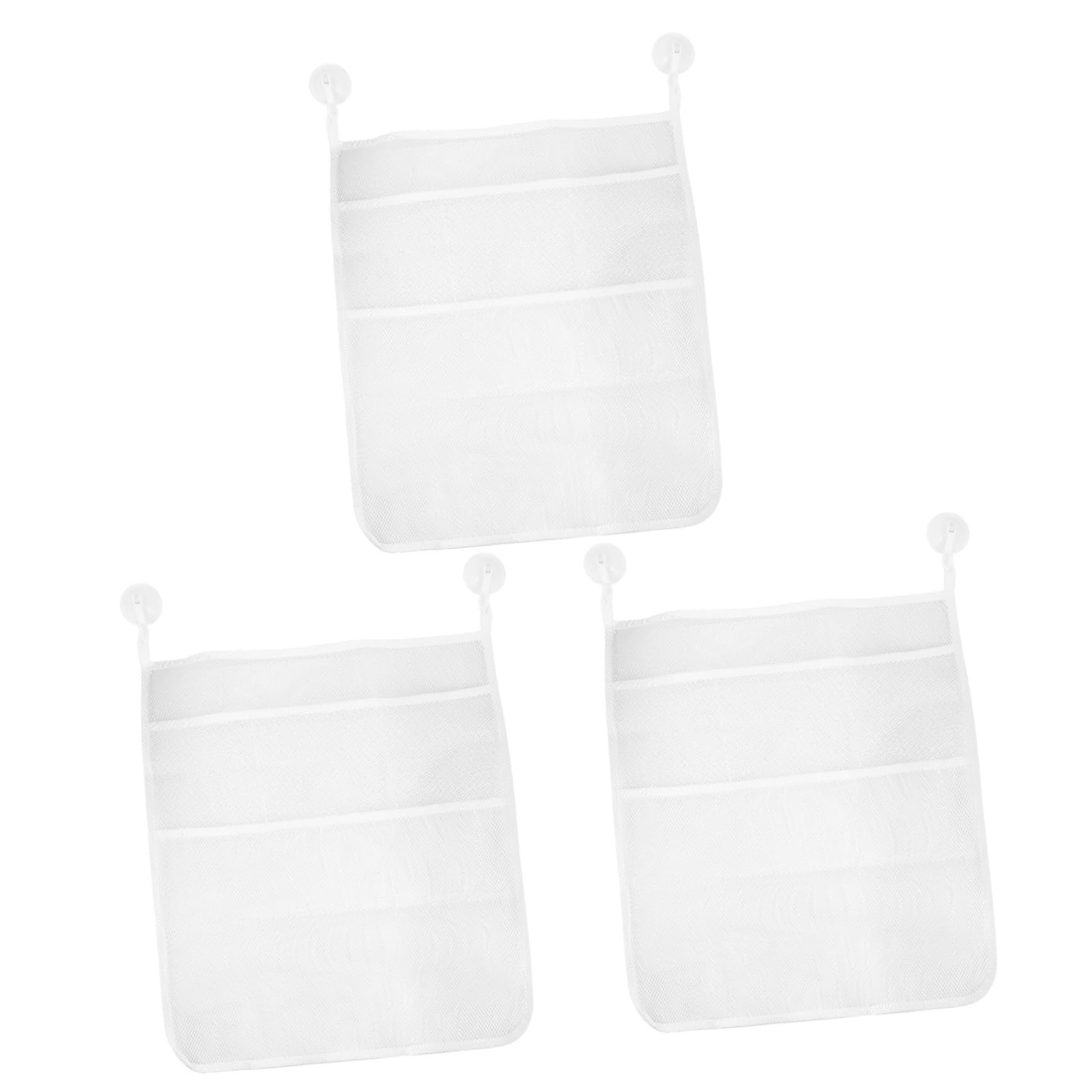 ifundom 3pezzi Borsa Portaoggetti Per Giochi Da Bagno Con Ventosa Sacchetto Di Stoccaggio Rete Scomparti Organizer Per Pannolini e Accessori Colore Bianco