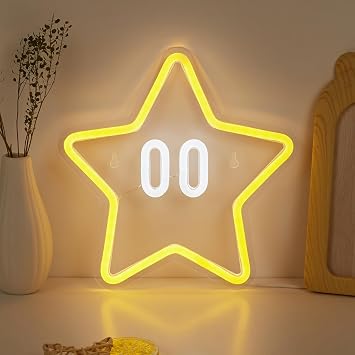 Stars and Eyes LED Neon Sign, Cute Neon Signs For Wall Decor, Neon Lights Sign Powered By 5V USB, Used For Party, Wedding, Birthday, Bedroom, Living Room, Office,Or a Gift For Boys and Girls