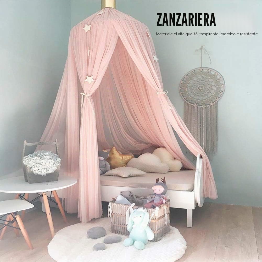 Baldacchino del Letto, Rete per Letto per Bambini di Colore Elegante Rete per Baldacchino per Camera da Letto del Bambino per Altezza di Viaggio della Camera da Letto (Rosa)