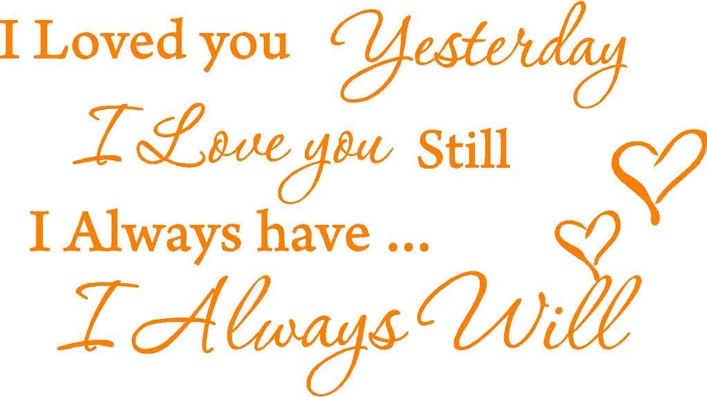 Blinggo 22''X 38'' Silver I Loved You Yesterday I Love You Still I Always Have I Always Will Vinyl Wall Art Inspirational Quotes and Saying Home Decor Decal Sticker