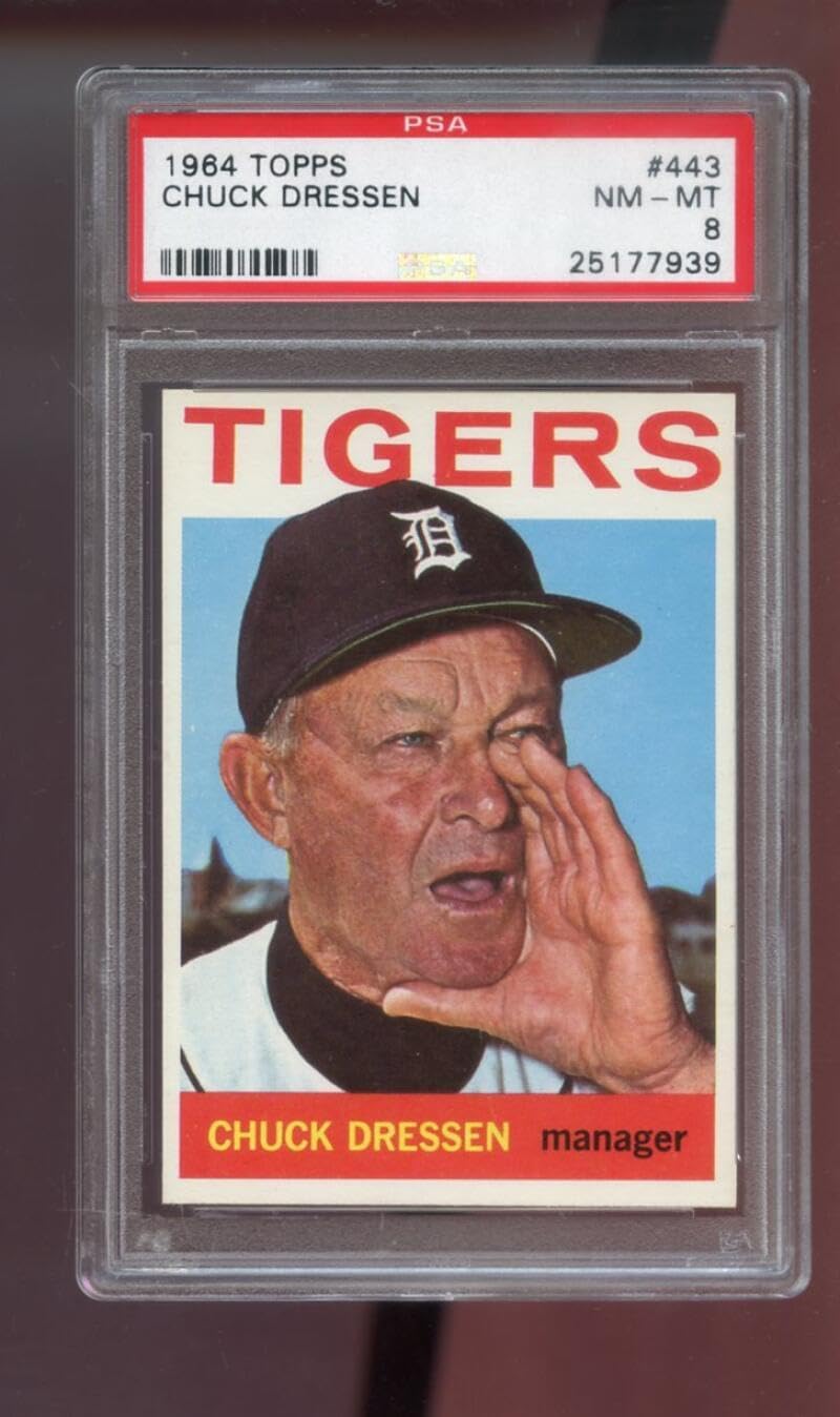 1964 Topps #443 Chuck Dressen PSA 8 Graded Baseball Card MLB Detroit Tigers