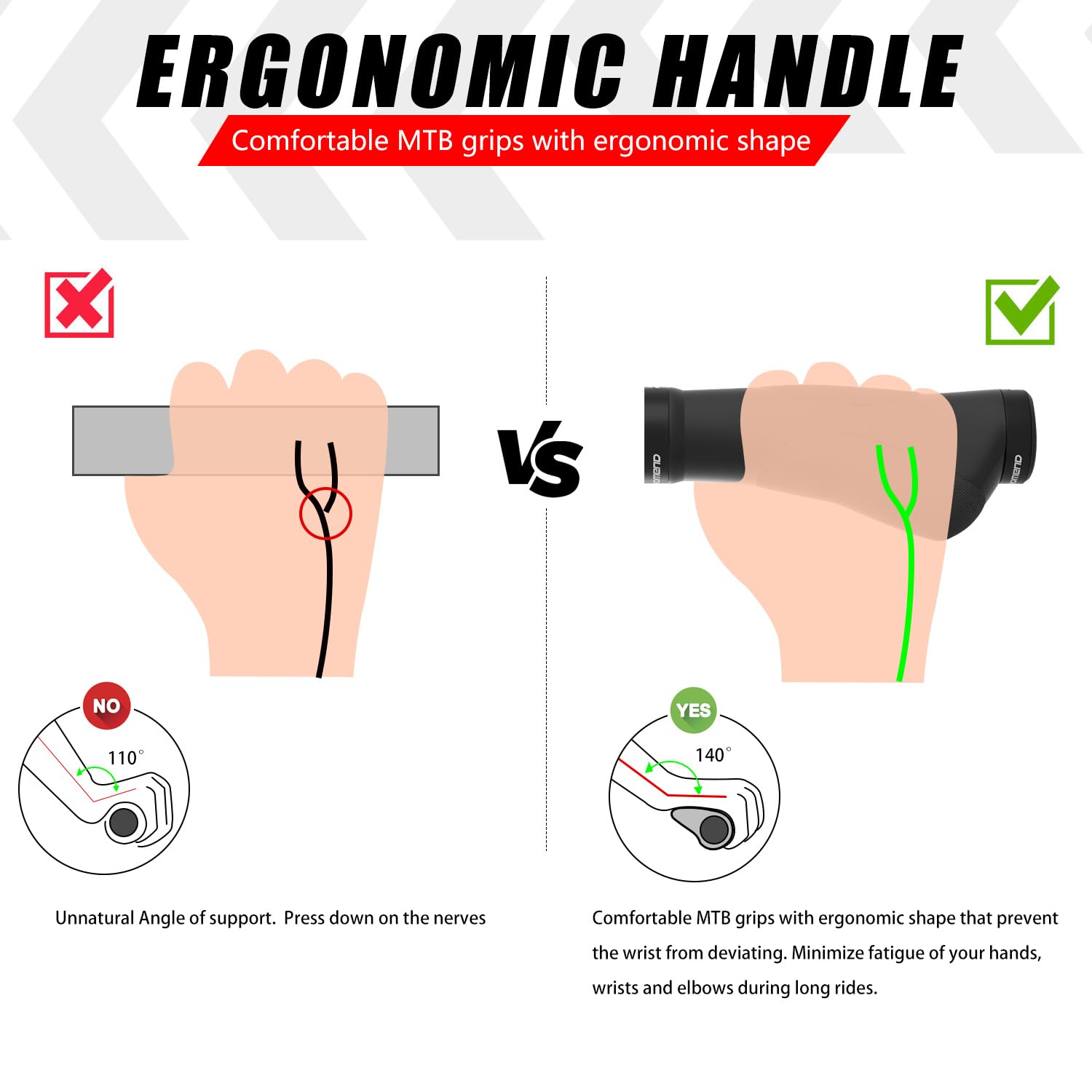 drado Ergonomiczne uchwyty rowerowe, 22 mm, antypoślizgowe, gumowe uchwyty rowerowe, uchwyty rowerowe, dwie strony, do rowerów górskich, skuterów, rowerów wyścigowych