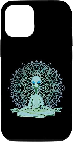 Funda para iPhone 15 Pro Alien Space Mandala Lotus Zen Meditación Yoga Geometría