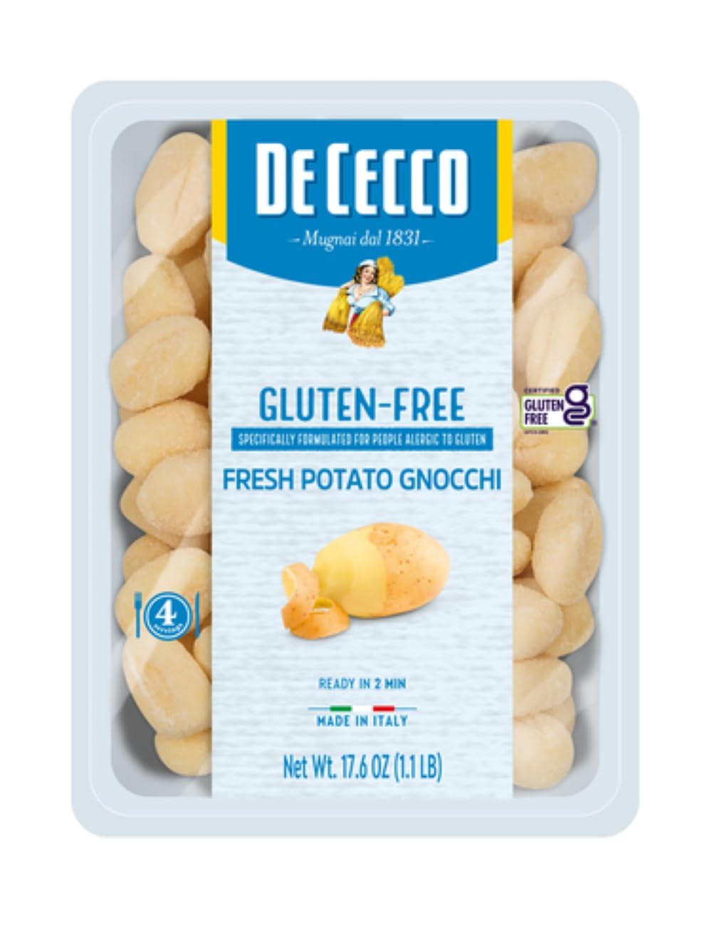 De Cecco Fresh Potato Gnocchi, Gluten Free, Kosher, 17.6 Ounces (Pack Of 1)